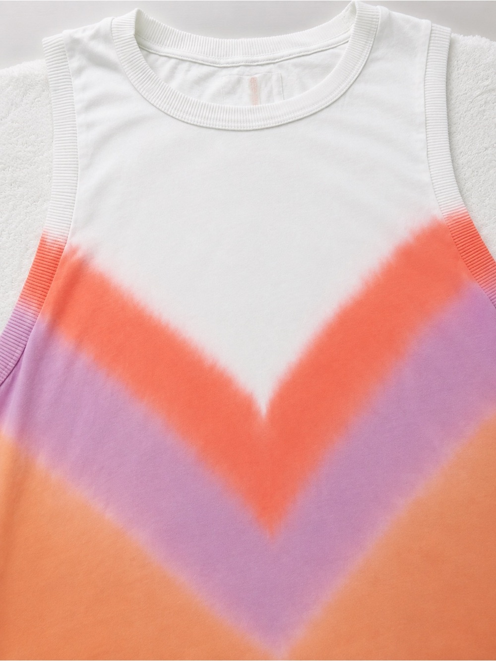 Free People Movement -Sleeveless Chevron Dip-Dye Tank Top in White and Coral